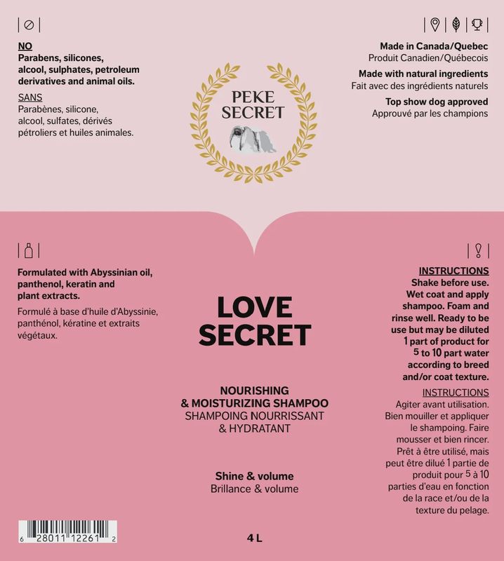Peke Secret-Shampoing pour chien et chat Love Secret 500ml