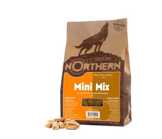 Northern - Mini Mix - Biscuits Sans Blé Pour Chien, Tarte à La Citrouille + Arachides 450gr