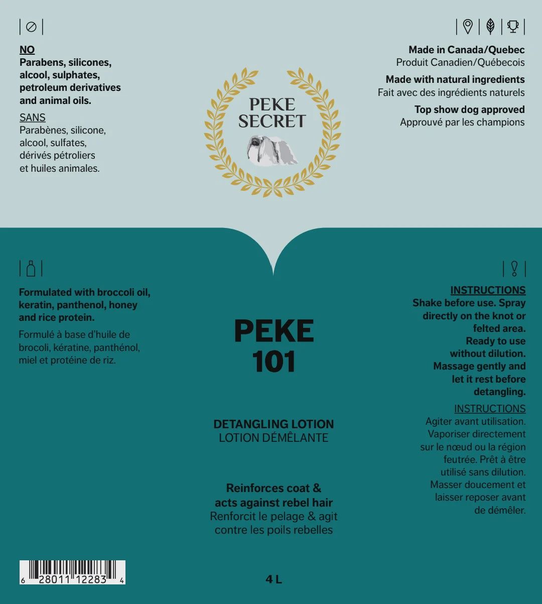 Peke Secret- Lotion démêlante pour chien et chat péké 101