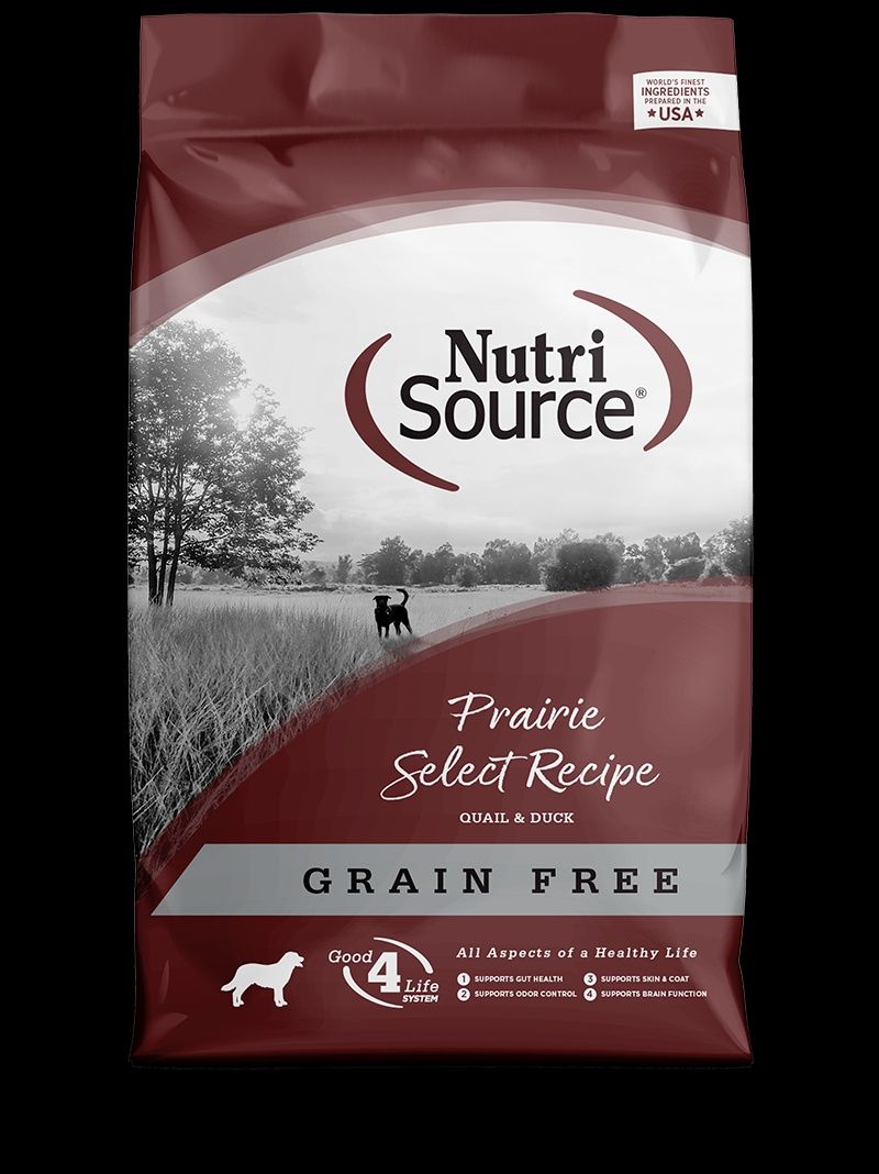 NutriSource- Prairie Select Recette de sélection des prairies sans grains a la caille pour chien 11.8kg
