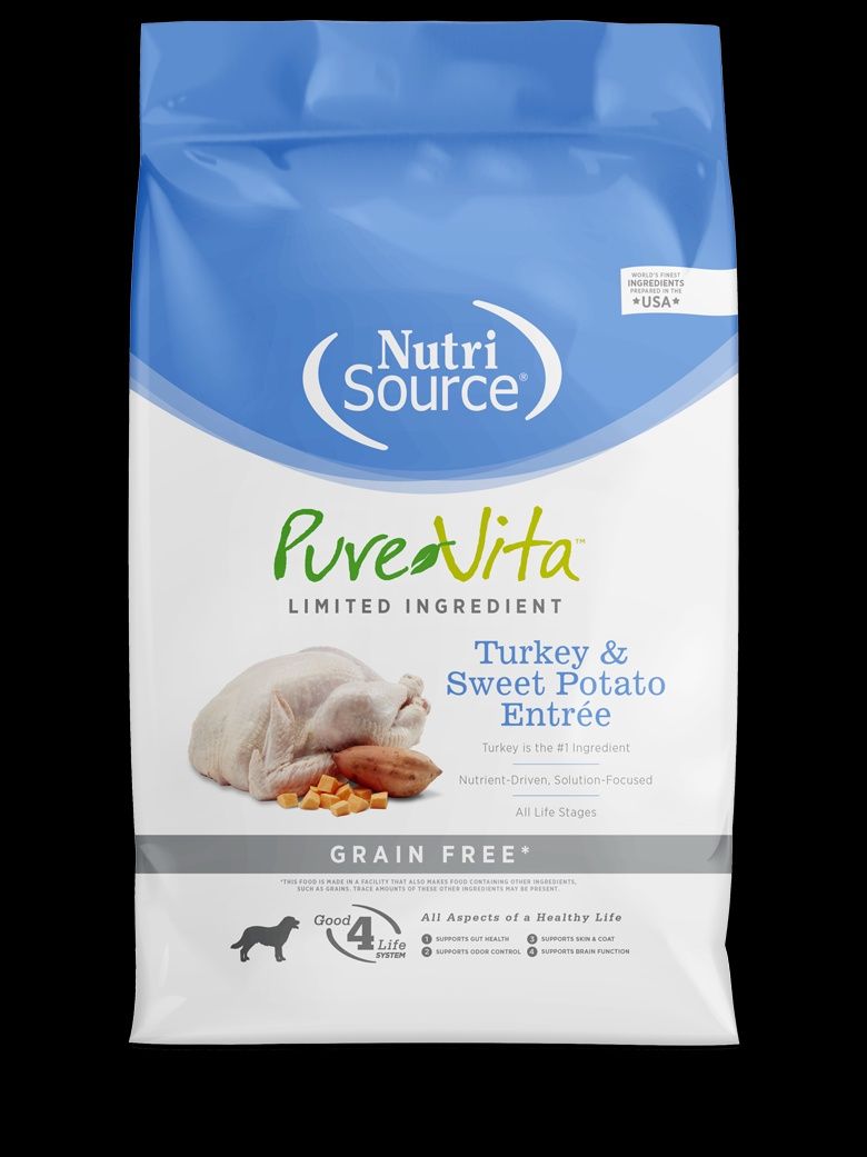 Pure Vita- Sans grains Entrée de dinde et patate douce ingrédients limités, format: 1.81kg