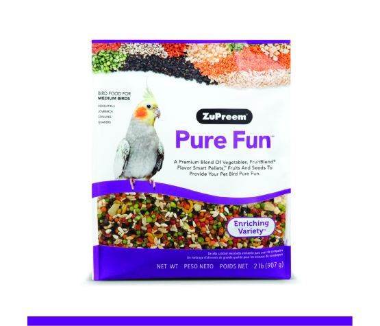 Zupreem- &quot;pure Fun&quot; Nourriture Pour Cockatiel, Inséparables &amp; Moyens Oiseaux 2lbs