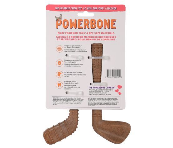 Powerbone - Jouet à Mâcher Pour Chien, Nylon &amp; Bambou - Duo Mini Bâtons De Golf Et De Hockey 7&quot;