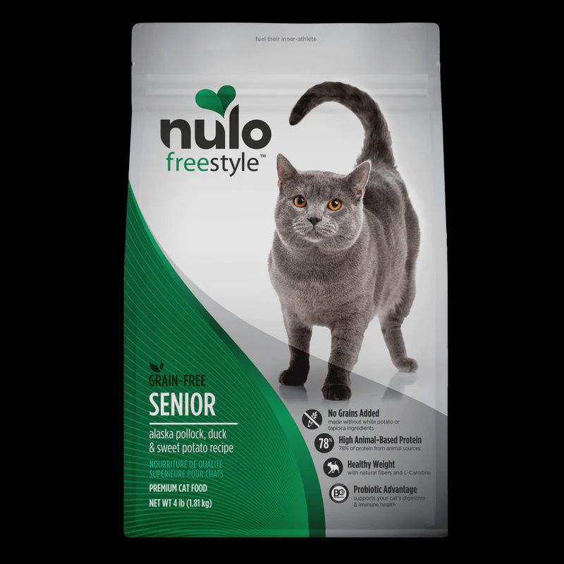 Nulo- Freestyle nourriture Chat sénior goberge, canard et patate douce, Size: 5lbs