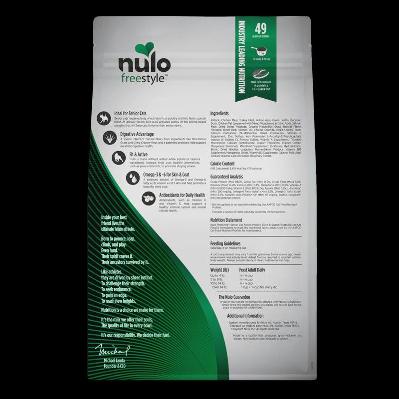 Nulo- Freestyle nourriture Chat sénior goberge, canard et patate douce