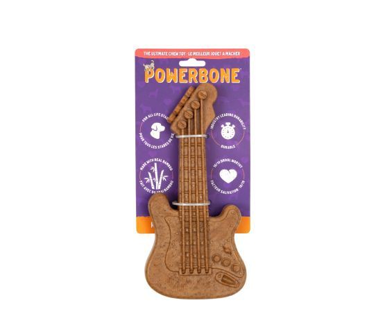 Powerbone - Jouet à Mâcher Pour Chien, Nylon &amp; Bambou - Guitare 9.5&quot;