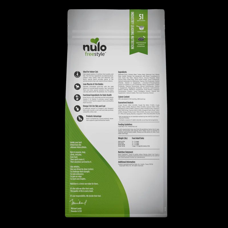 Nulo- Freestyle nourriture Chat intérieur canard &amp; lentilles