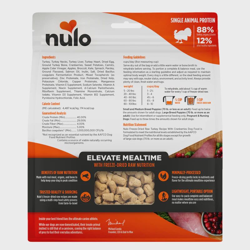 Nulo- Lyophilisé pour chien dinde &amp; caneberge