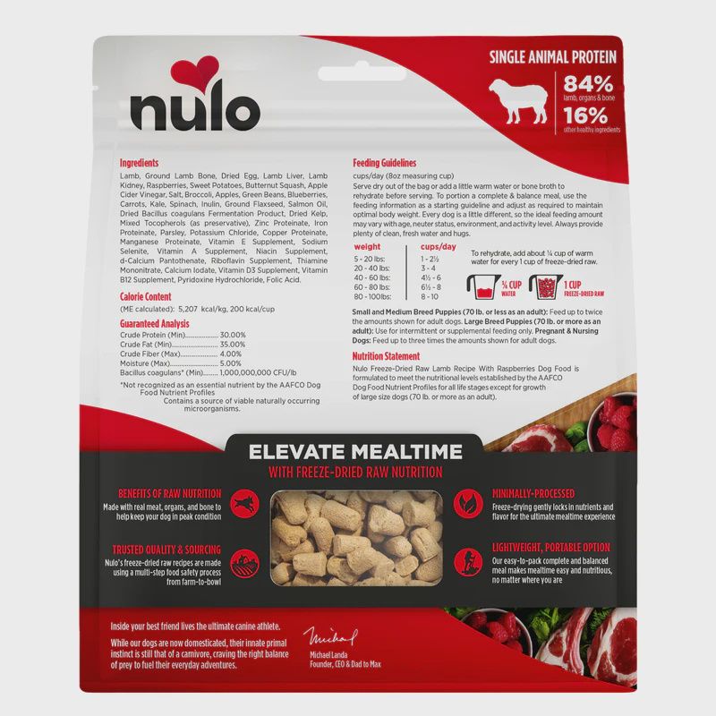 Nulo- Lyophilisé pour chien agneau &amp; framboises