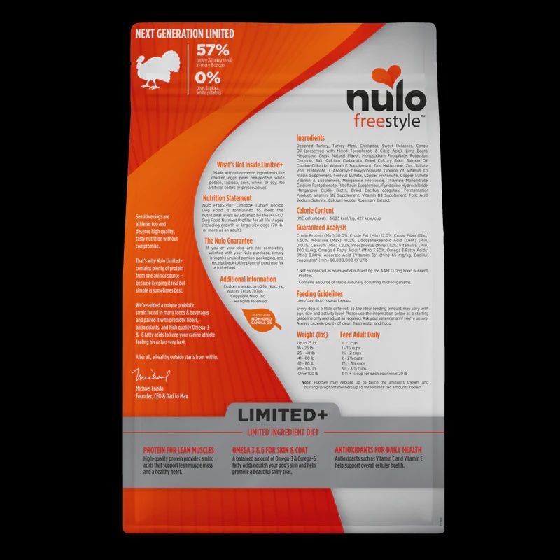 Nulo- Freestyle nourriture a chien ingrédient limité a la dinde