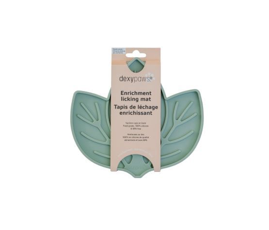Dexypaws - Stimulating Leaf-Shaped Lick Mat, Sage Green
