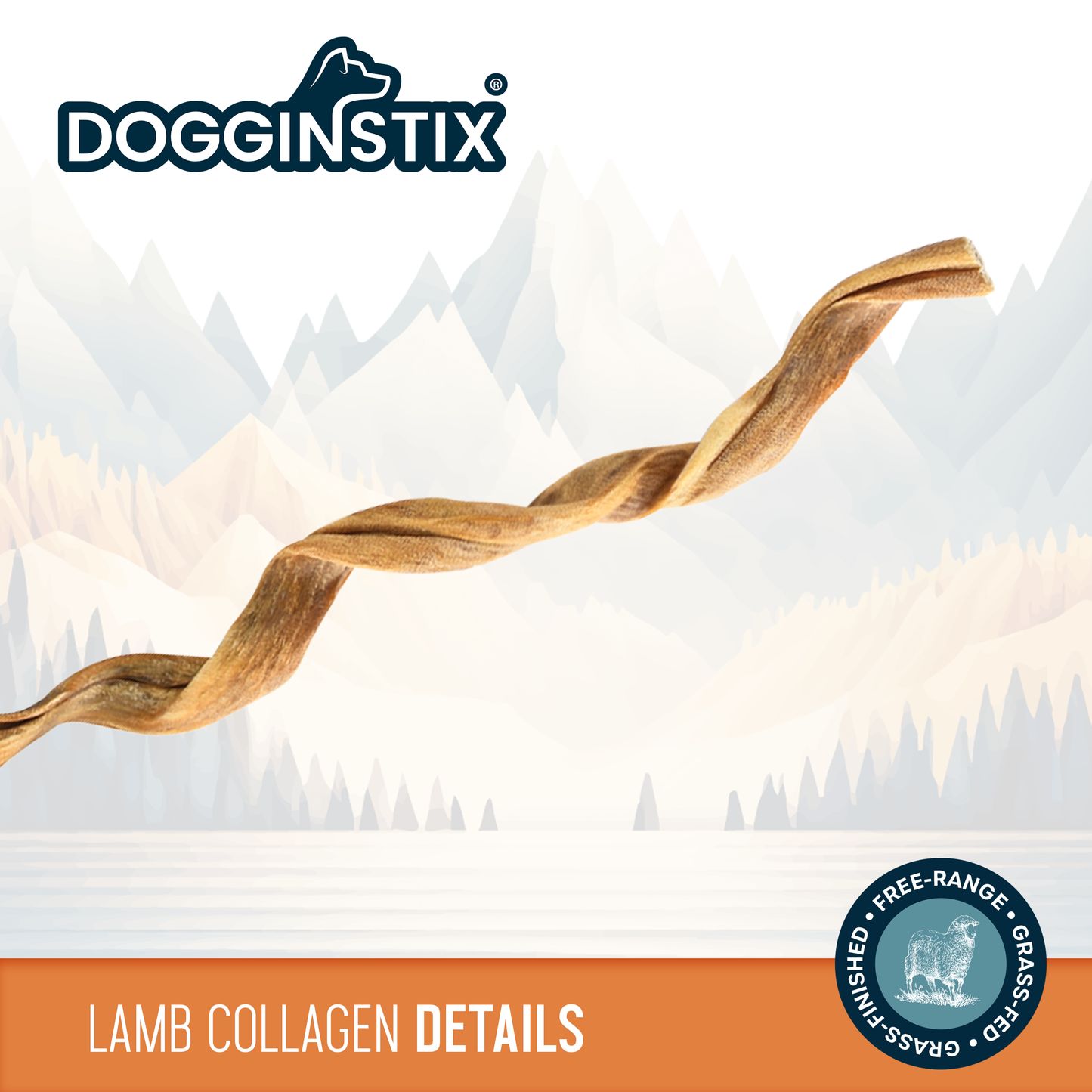 DOGGINSTIX - Twisted Stick, Lamb Collagen 12&#39;&#39;