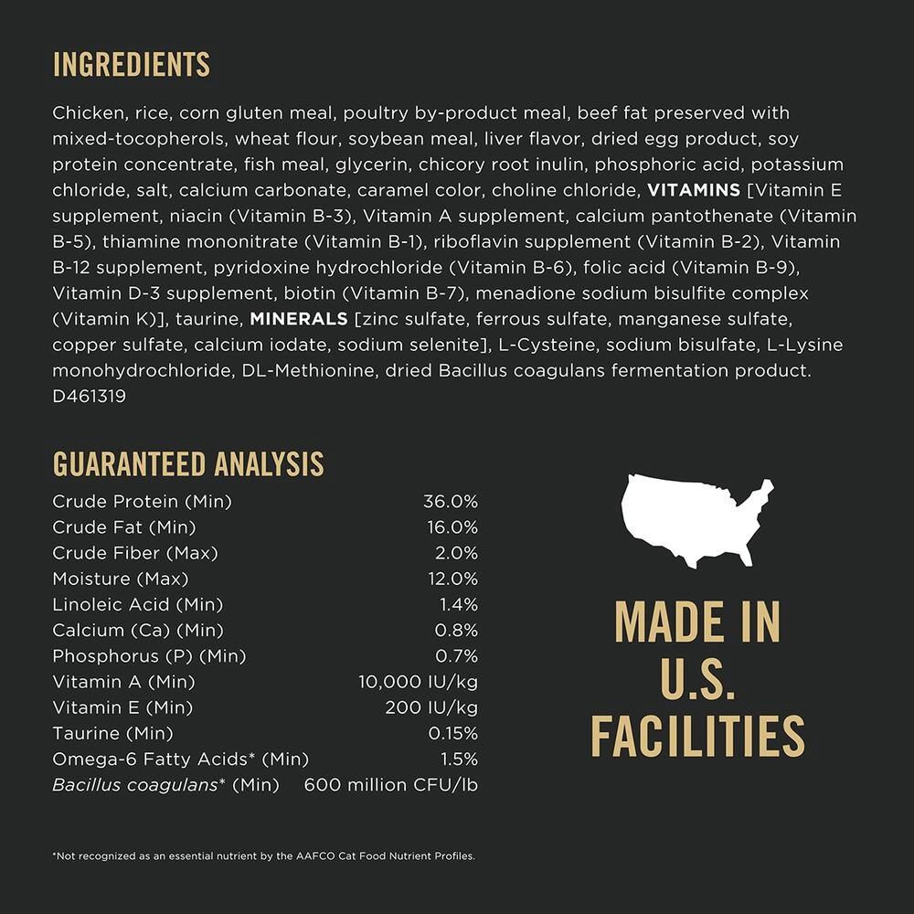 ProPlan - Adulte Complete Essentials Bouchées à la Viande Formule Poulet et Riz Nourriture Sèche pour Chats