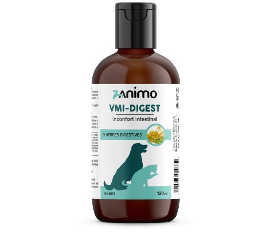 Zanimo Vmi-digest, Inconfort Intestinal - 5 Herbes Digestives, Pour Chien Et Chat 120ml