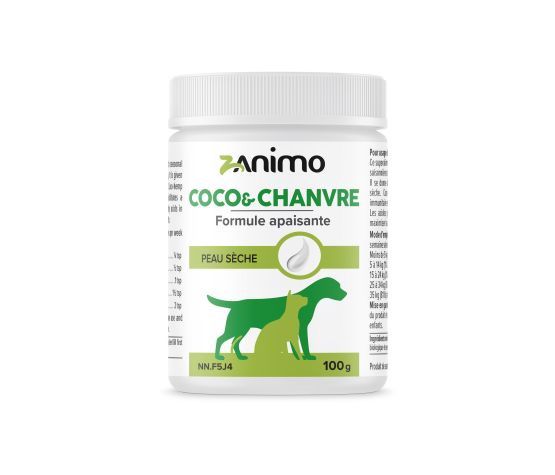 Zanimo Huile Semi-solide Coco &amp; Chanvre - Formule Apaisante, Pour Chien Et Chat, format: 100gr