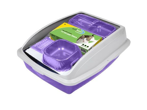 Vanness - Bac de litière de départ avec rebord - bleu et beige