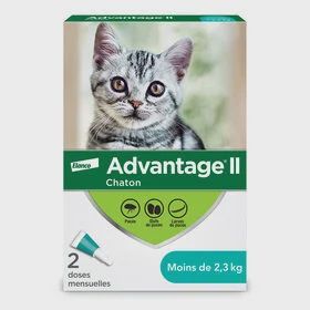 Advantage II - Topical Flea Protection for Cats, poids: moins de 2.3kg, quantitées: 2 doses