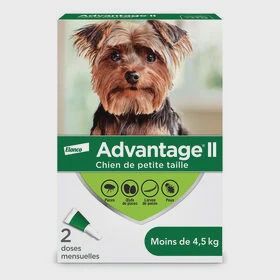 Advantage II - Topical Flea Protection for Dogs, poids: moins de 4.5kg, quantitées: 2 doses