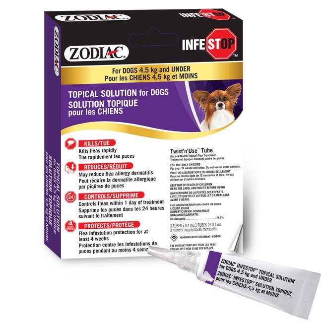 Zodiac - Infestop - solution topique contre les puces pour chien (3 mois), types: moins de 4,5kg