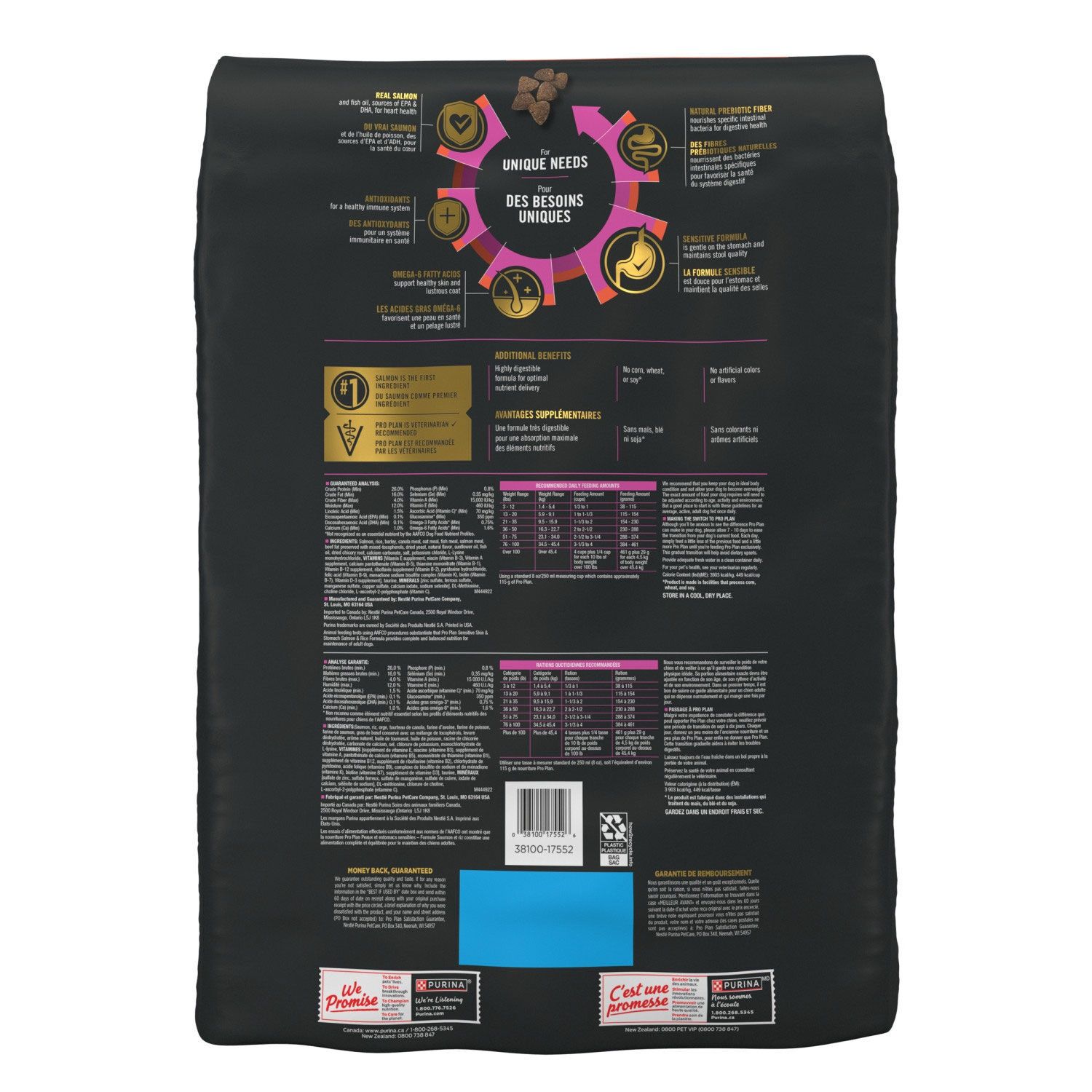 ProPlan - Adulte, Peaux &amp; Estomacs sensibles, Saumon &amp; Riz