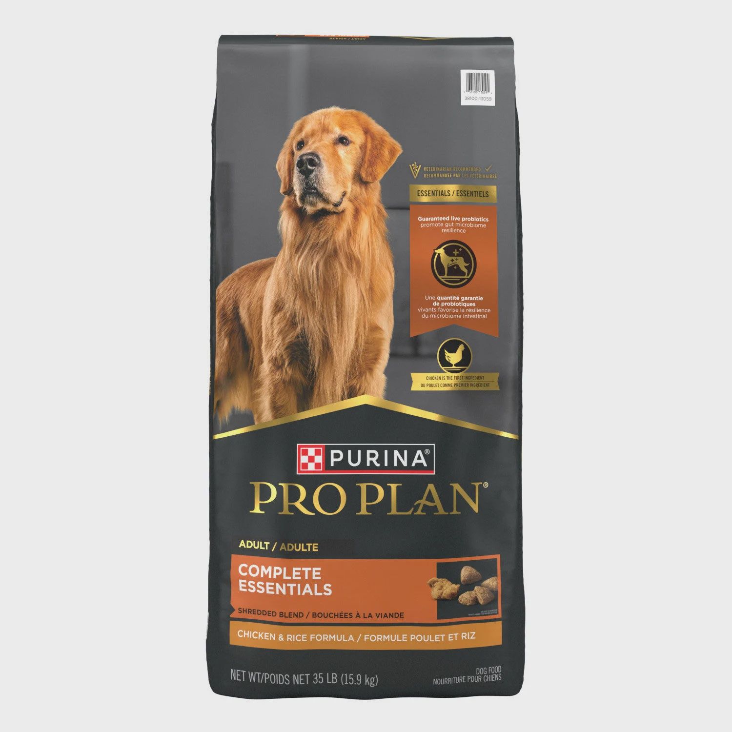 Proplan - Adulte, Complete Essentials, Poulet &amp; Riz, Avec bouchées à la viande, format: 15.9kg