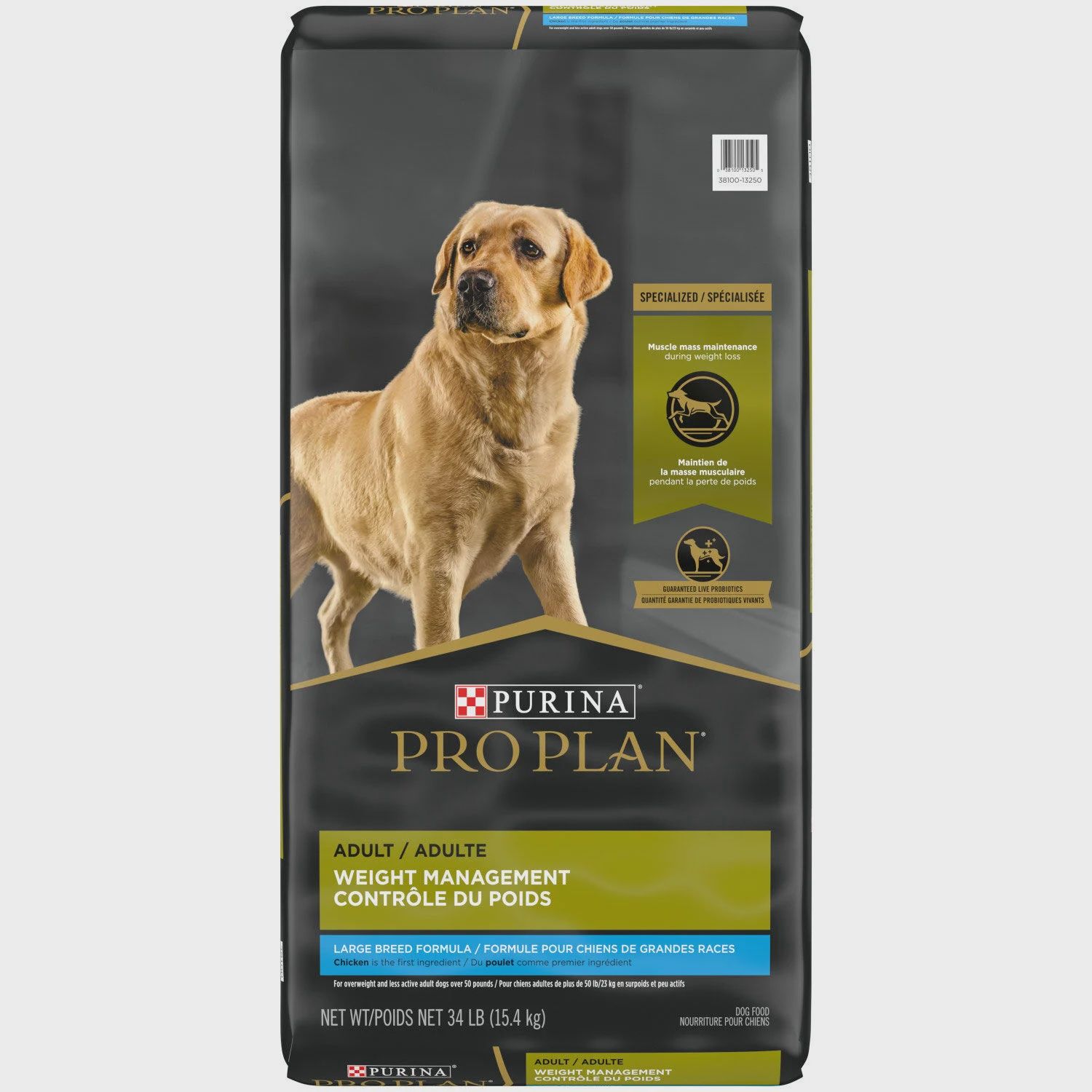 ProPlan, Adulte, Grandes Races, Contrôle du poids, Poulet &amp; Riz, format: 15.4kg