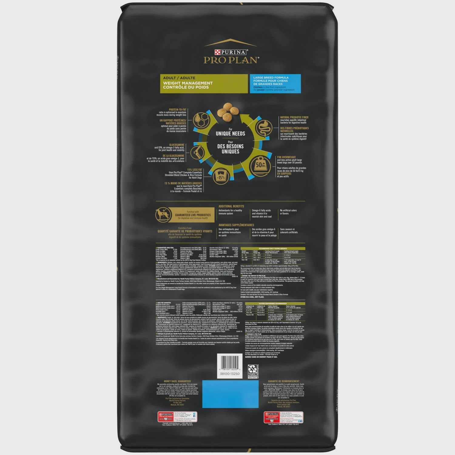 ProPlan, Adulte, Grandes Races, Contrôle du poids, Poulet &amp; Riz