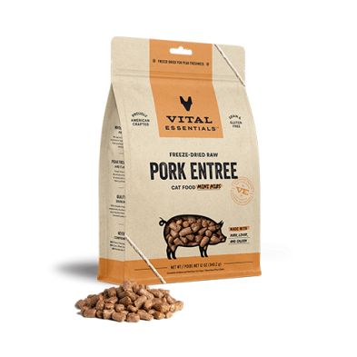 Vital Essentials - lyophilisé pour chat bouché de porc (mini nibs)12oz