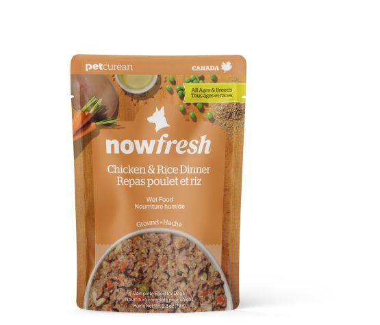 Now Fresh - Pochette humide repas pour chien 2.8oz, ingrédients: Poulet &amp; riz