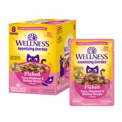 Wellness- Pochette entrées pour chat émietté recette en bouillon 1.4oz unité
