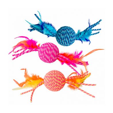 Spot- Balle avec plume pour chat assortie