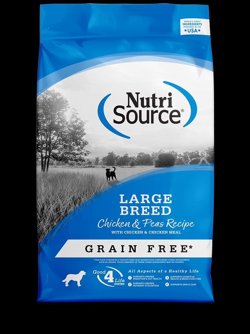 NutriSource - Recette de poulet et petits pois de grande race, Sans Grains, format: 26lbs