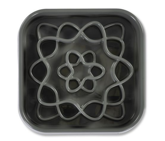 Messy Mutts -Bol ralentisseur carré pour chien gris