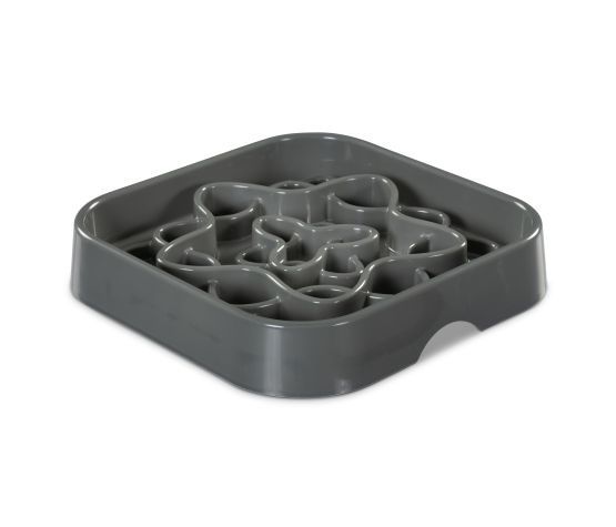 Messy Mutts -Bol ralentisseur carré pour chien gris, format: 8 Tasses