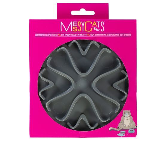 Messy cats- Bols ralentisseur à ventouses pour chat 6'' gris