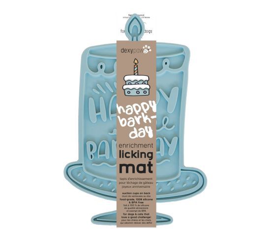Dexypaws - Blue Party Cake Shaped Silicone Lick Mat with Suction Cup