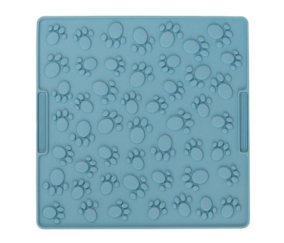 Dexypaws - Silicone Licking Mat, square with paw print, blue, large size