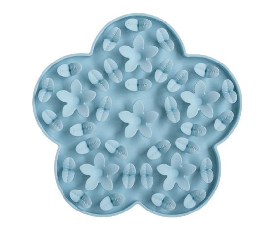 Dexypaws - Silicone Lick Mat &#39;&#39;hide and seek&#39;&#39; flower-shaped in blue