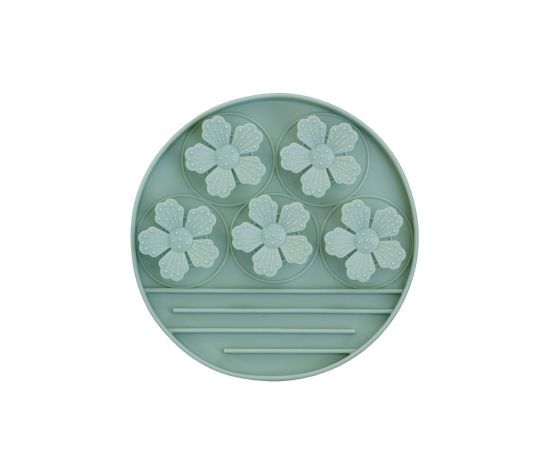 Dexypaws - Silicone Lick Mat &#39;&#39;Hide and Seek&#39;&#39; with Sage Green Flower