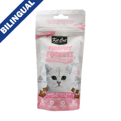 Kit Cat - Purrfect Pockets Cat Treats 60g, saveur: Contrôle boule de poil