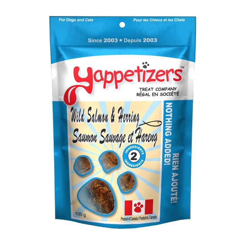 Yappetizers- Gâterie déshydrater pour chien, saumon &amp; herring 85gr