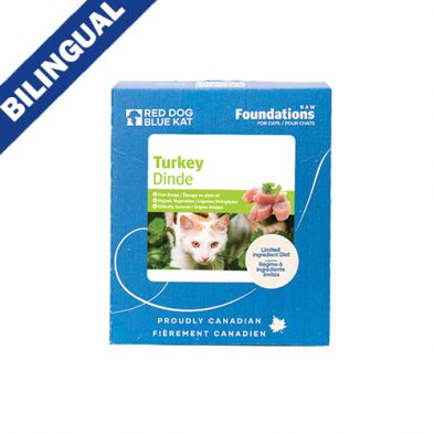 Red Dog Blue Kat - Cru Foundations, Dinde pour chat 4X1/4lb (113g)