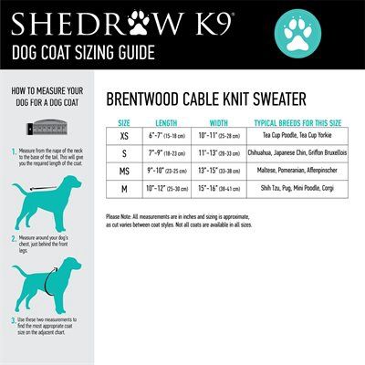 Shedrow K9 - Manteau en tricot torsadé pour chien