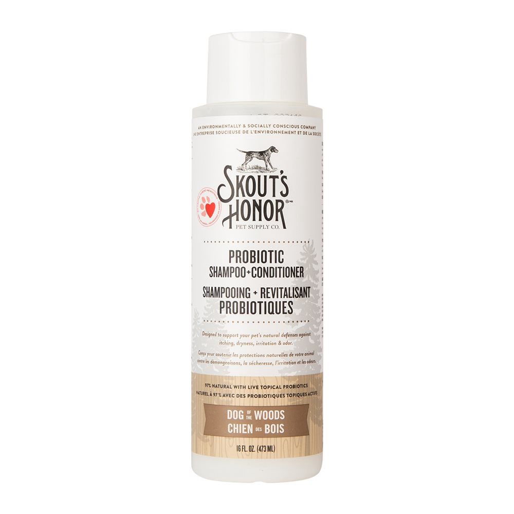 Skout&#39;s Honor - shampooing+revitalisant probiotiques - 16oz, odeur: chien des bois