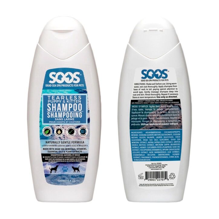 SOOS Pets - Shampooing sans larme pour chiots et chatons - 500ml