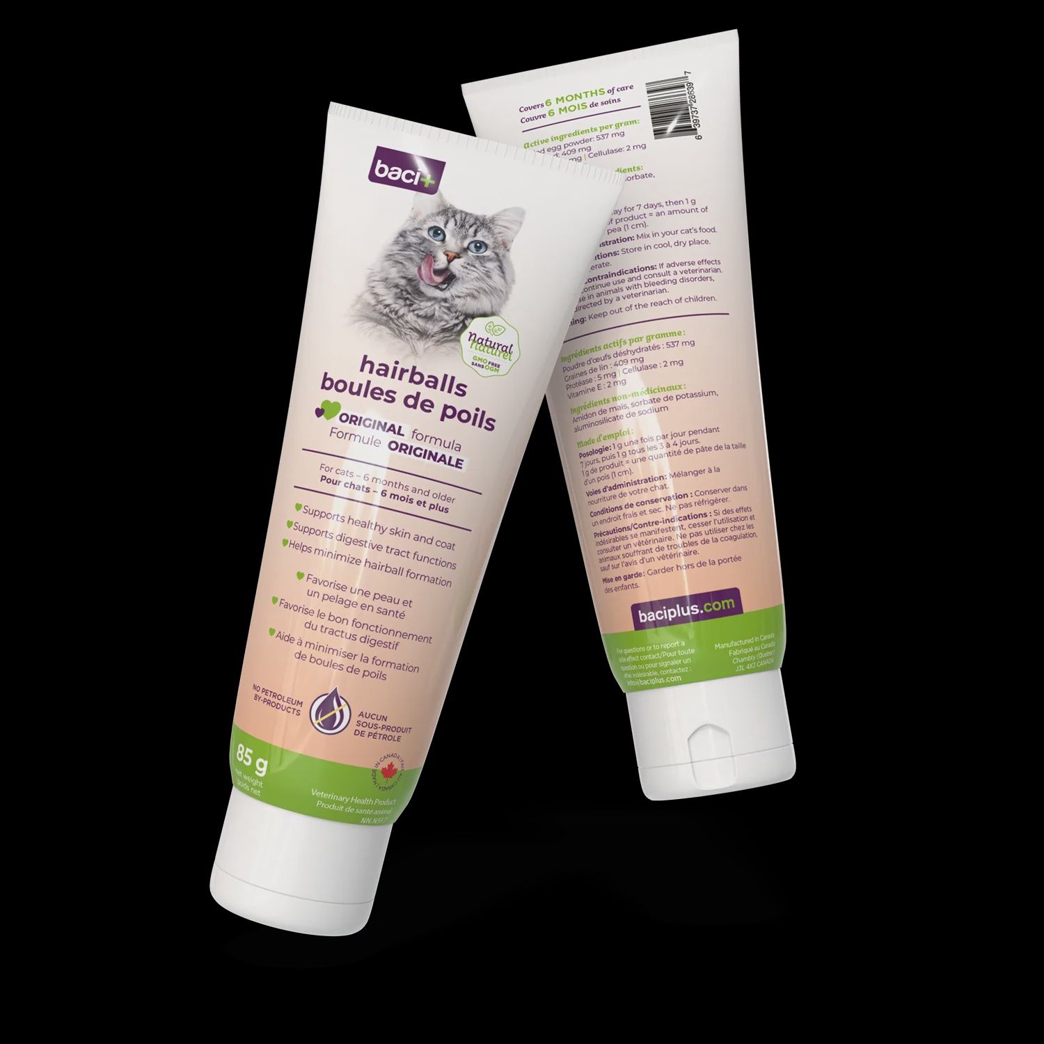 Baci+ Hairball Control &amp; Healthy Coat Treatment 85g, saveur: original