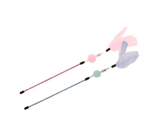 Büd&#39;z - cat toy with feathers, cotton candy, 35cm