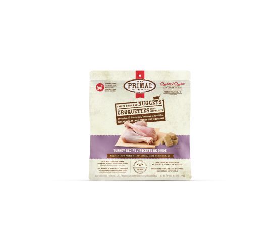 Primal-Croquettes Crues Lyophilisées pour chat 396gr, ingrédients: Dinde