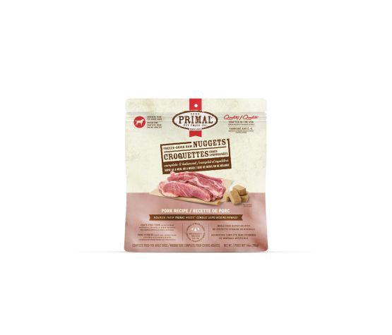 Primal-Croquettes Crues Lyophilisées , pour chien, format: 396gr, ingrédients: Porc