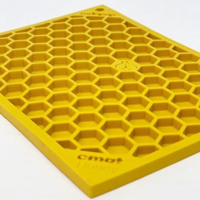 SodaPup - Tapis à lécher emat design nid d'abeille pour grands chiens - jaune
